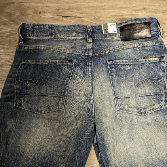 NWT, G-star 3301 raw, destroyed, boyfriend jeans 25 x 32 relaxed fit - Picture 11 of 12